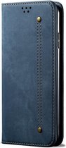 Samsung Galaxy A32 5G Hoesje Portemonnee Stof Textuur Book Case Blauw