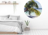Luxe Behangcirkel zelfklevend palmboom aan het strand - blauw - Sticky Decoration - wooncirkel - decoratie - woonaccesoires - behangcirkel - diameter 60 cm