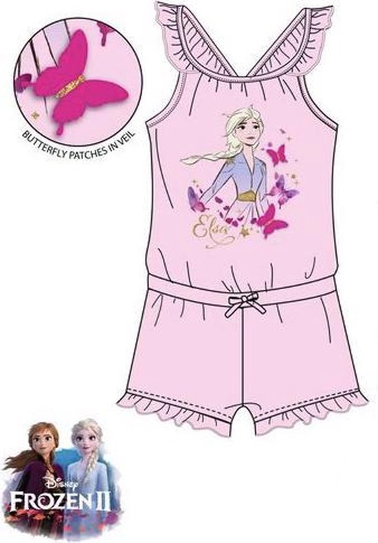 Disney Frozen II  onesie / jumpsuit - Elsa - lichtroze - maat 122/128 (8 jaar)