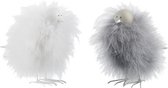 J-Line Vogel Poly/Imitatiebont Wit/Grijs Large Assortiment Van 2