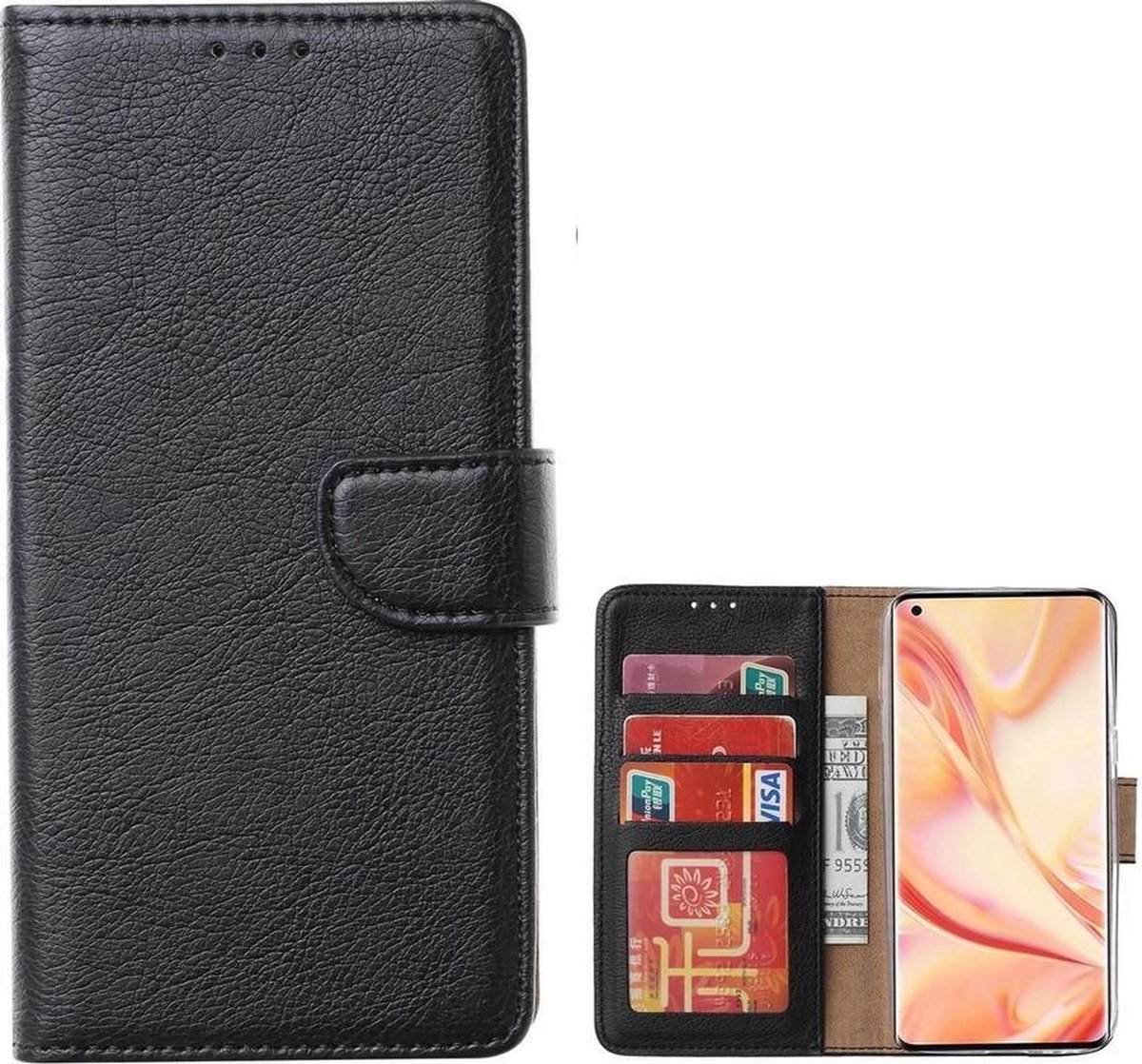 Bookcase Geschikt voor: Oppo F17 Pro - Zwart - portemonnee hoesje