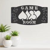 Wanddecoratie - Game Room - Hout - Wall Art - Muurdecoratie - Woonkamer - Zwart - 49 x 26.5 cm