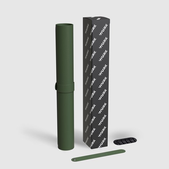WURK Professional Desk Pad en cuir artificiel - Organisateur de bureau - Avec clip de câble - 80x40 - Vert