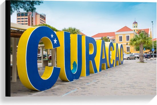 Canvas - Curaçao Letters in de Stad - Foto op Canvas Schilderij (Wanddecoratie op Canvas)