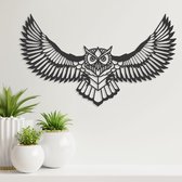 Wanddecoratie - Uil - Dieren - Hout - Wall Art - Muurdecoratie - Woonkamer - Zwart - 49 x 29 cm