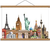 Schoolplaat – Bezienswaardigheden over de Wereld - 60x40cm Foto op Textielposter (Wanddecoratie op Schoolplaat)