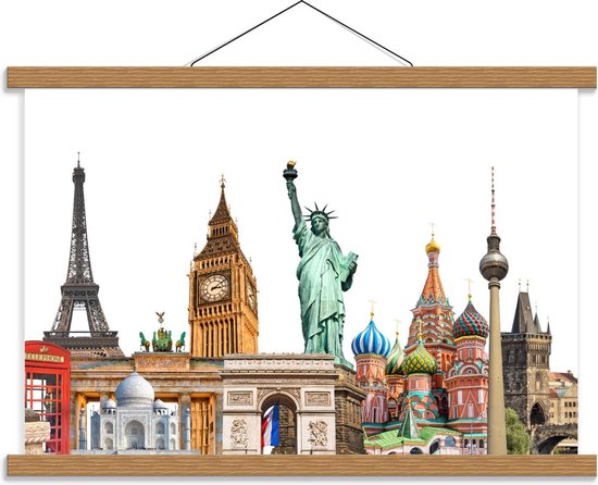 Schoolplaat – Bezienswaardigheden over de Wereld - 60x40cm Foto op Textielposter (Wanddecoratie op Schoolplaat)