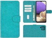 Samsung Galaxy A42 Hoesje - Bookcase - Pu Leder Wallet Book Case Turquoise Cover