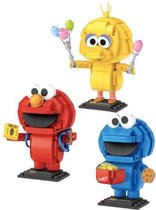 LOZ Elmo, Koekiemonster en Pino nanoblock - 707 miniblocks - Sesamstraat