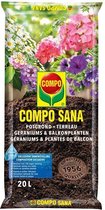 COMPO SANA Potgrond Geraniums & Balkonplanten - incl. meststof 100 dagen werking - voor een prachtige, rijke bloei - zak 20L