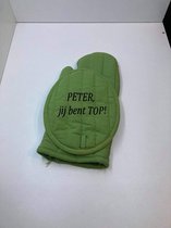 Set Ovenwant met Pannenlap tekst: PETER, jij bent TOP!