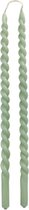 Kandelaar kaars twister - Gedraaide kaars - Twister Kaars - Swirl candle - Twisted candle - 4H - 1,2 x 30cm - Dusty green