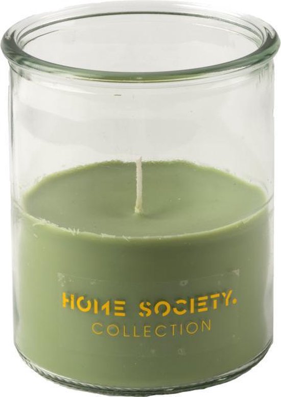 Home Society - Candle Nick - Kaars in glas - Groen - 12 x 12 x 15 cm |  bol.com