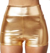 dressforfun - Metallic hotpants goud S - verkleedkleding kostuum halloween verkleden feestkleding carnavalskleding carnaval feestkledij partykleding - 303567