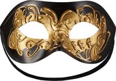 dressforfun - Venetiaans masker met versiering zwart/goud - verkleedkleding kostuum halloween verkleden feestkleding carnavalskleding carnaval feestkledij partykleding - 303530