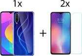 Xiaomi Mi 9 SE hoesje siliconen case transparant -  2x Xiaomi Mi 9 SE screenprotector screen protector