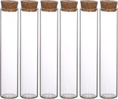 6x Glazen Buisje met Kurk - Kruiden potjes - Voorraadpotten - Decoratief - Ø3 h.15 - 45 ml