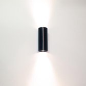 Wandlamp Roulo 2 Zwart - Ø6,5xH15,4cm - 2x GU10 LED 4,8W 2700K 355lm - IP20 - Dimbaar > wandlamp zwart | wandlamp binnen zwart | wandlamp hal zwart | wandlamp woonkamer zwart | wan