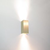 Wandlamp Dante 2 Goud - 6,6x6,6x15,4cm - 2x GU10 LED 4,8W 2700K 355lm - IP20 - Dimbaar > wandlamp goud | wandlamp binnen goud | wandlamp hal goud | wandlamp woonkamer goud | wandla