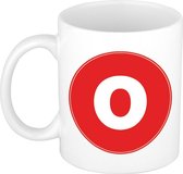 Mok / beker met de letter O rode bedrukking voor het maken van een naam / woord - koffiebeker / koffiemok - namen beker
