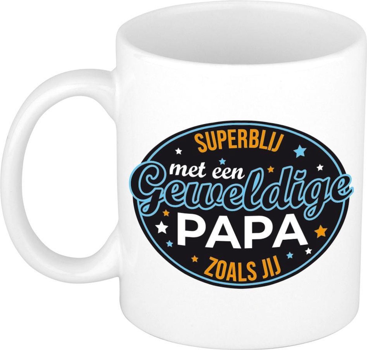 Superblij met papa kado mok / beker wit voor Vaderdag / verjaardag