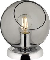 LED Tafellamp - Tafelverlichting - Trinon Klino - E27 Fitting - Rond - Mat Chroom Rookkleur - Aluminium