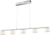 LED Hanglamp - Trinon Alignary - 30W - Warm Wit 3000K - 5-lichts - Dimbaar - Rechthoek - Mat Nikkel - Aluminium