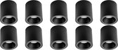 Opbouwspot 10 Pack - Primux Cliron Pro - GU10 Fitting - Opbouw Rond - Mat Zwart - Aluminium - Verdiept - Ø90mm