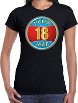 18e verjaardag cadeau t-shirt hoera 18 jaar zwart voor dames - verjaardagscadeau shirt L