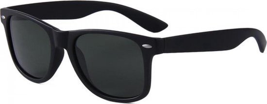Hidzo Wayfarer Zonnebril - UV400 - Mat Zwart - Zwarte glazen