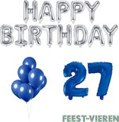 27 jaar Verjaardag Versiering Ballon Pakket Blauw & Zilver