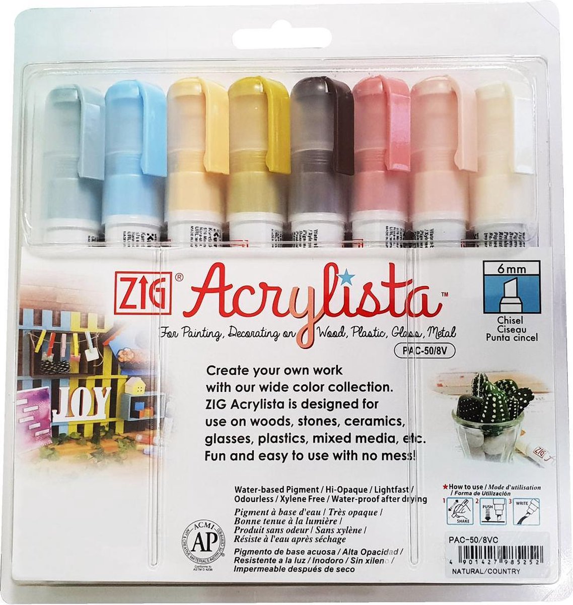 Krijtmarkers / krijtstift / Acrylista PAC-50/8VC natural country (set van 8 markers)