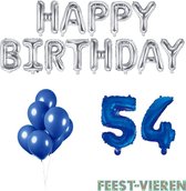 54 jaar Verjaardag Versiering Ballon Pakket Blauw & Zilver