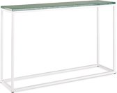 Sidetable groen marmer - wit onderstel - 120 x 30 cm
