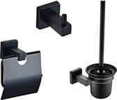 Ensemble d'accessoires de toilette 3 pièces Mawialux | Carré | Noir mat | ML-ACSS1-MZ