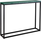 Sidetable groen marmer - zwart onderstel - 100 x 20 cm