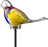 Tuinsteker vogel 115 cm vrolijke kleuren- tuindecoratie - tuinkunst glazen vogel- tuinprikker - tuinpendel - tuinsteker