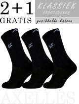 Sportsokken, geribbeld enkelboord met logo, zwart, 2+1 gratis, maat 40/41.