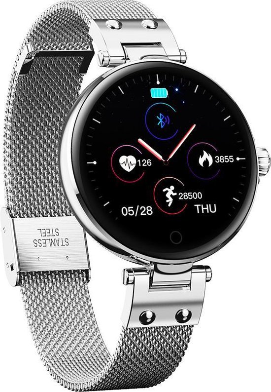 SmartWatch-Trends RS6 - Smartwatch - Thermometer - Hartslagmeter - Dames Watch - Zilverkleurig