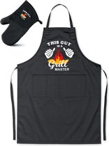 Mijncadeautje - Barbecueschort - This guy is a Grill Master - zwart  - gratis BBQ handschoen