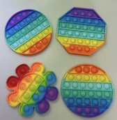 Fidget pakket met 4 Pop-Its RAINBOW in verschillende vormen,