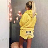 MKL - Dames pyjama flanel set van short en trui - Schattig Lounge Pullovers Pyjama nachtkleren - Polyester - Kleur geel - Ochtendjas / Ochtendpyjama - Nachthemd - Nachtbadjas - Voor Winter en