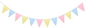 Vintage Vlaggenlijn / Guirlande in Pastelkleuren - Slinger / Banner van Vilt / Stof - Wasbaar | Effen - Rose - Geel - Blauw - Pastel tint | Vlag Kinderkamer jongen - meisje | Huwel