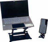 AJ STARS Luxe laptop Standaard met Telefoonhouder - Ergonomisch - Universeel - Zwart