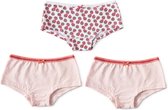 Little Label Onderbroeken Meisjes - 3 Stuks -Maat 98-104 - Model hipster - Roze, Rood, Wit - Zachte BIO Katoen