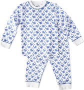 Little Label - Pyjama Jongens - 2-delige pyjamaset - Wit, Blauw - Walvisprint - Maat 98-104 - Zachte BIO Katoen