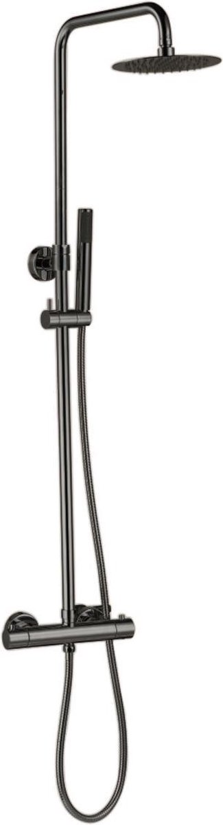 Blackline TS Premium Gun Metal - Gunmetal - regendoucheset -Opbouw -20 cm- Met thermostaat- Stortdouche