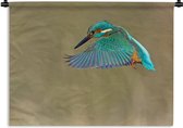 Wandkleed Ijsvogel - Ijsvogel in de lucht Wandkleed katoen 120x90 cm - Wandtapijt met foto