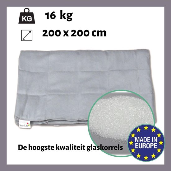 Verzwaringsdeken SIMPLY – 16 kg – 200x200cm – 100% katoen – SensoLife Weighted blanket XL