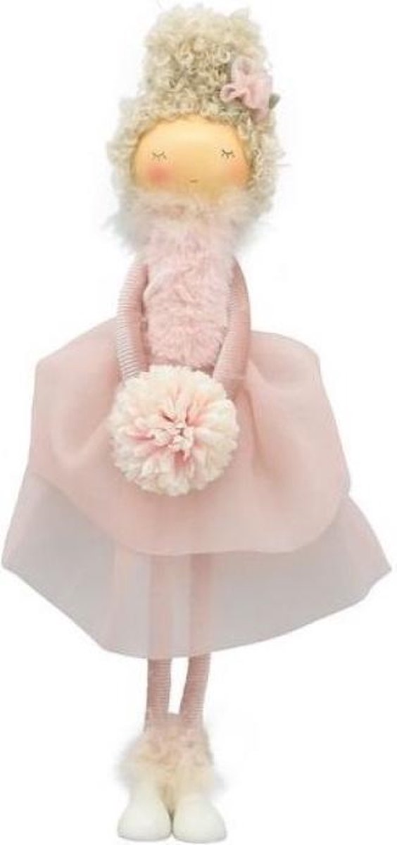 Pop kunststof meisje Roze met bloem